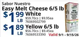 Restaurant Depot Sabor Nuestro Easy Melt Cheese 6/5 Lb offer
