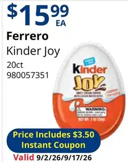 Restaurant Depot Ferrero Kinder Joy offer