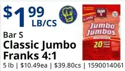 Restaurant Depot Bar S Classic Jumbo Franks 4:1 offer