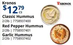 Restaurant Depot Kronos Classic Hummus Red Pepper Hummus Garlic Hummus offer