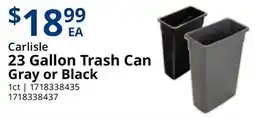 Restaurant Depot Carlisle 23 Gallon Trash Can Gray or Black offer