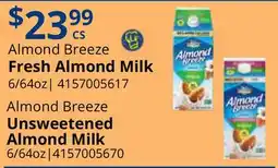 Restaurant Depot Almond Breeze Fresh Almond Milk 6/64oz | Almond Breeze Unsweetened Almond Milk 6/64oz offer