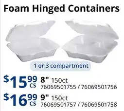 Restaurant Depot Foam Hinged Containers offer