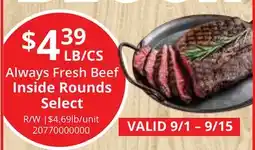 Restaurant Depot Always Fresh Beef Inside Rounds Select offer