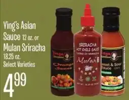 Jewel-Osco Ying's Asian Sauce or Mulan Sriracha offer