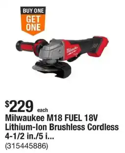 The Home Depot Milwaukee M18 FUEL 18V Lithium-Ion Brushless Cordless offer
