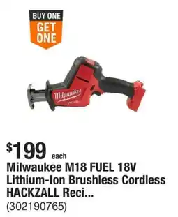 The Home Depot Milwaukee M18 FUEL 18V Lithium-Ion Brushless Cordless HACKZALL Reci... offer