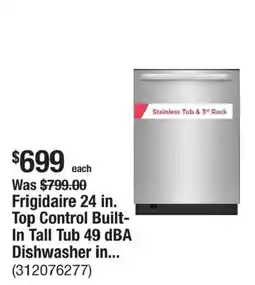 The Home Depot Frigidaire 24 in. Top Control Built-In Tall Tub 49 dBA Dishwasher offer