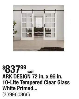 Ark design 10-lite tempered clear glass white primed