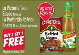 Jewel-Osco La Victoria Taco Sauce or La Preferida Refried Beans offer