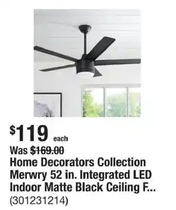 The Home Depot Home Decorators Collection Merwry 52 in. Integrated LED Indoor Matte Black Ceiling F.. offer