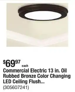 The Home Depot Commercial Electric 13 in. Oil Rubbed Bronze Color Changing LED Ceiling Flush... offer