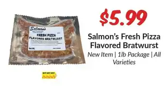 Salmon's Fresh Pizza Flavored Bratwurst