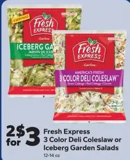 Save a Lot Fresh Express 3 Color Deli Coleslaw or Iceberg Garden Salads offer