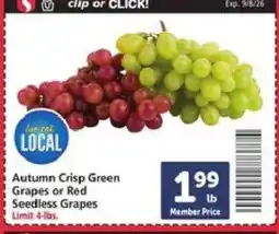 Safeway Autumn Crisp Green Grapes or Red Seedless Grapes offer