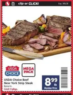 Safeway USDA CHOICE Beef New York Strip Steak offer