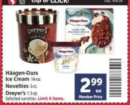 Safeway Häagen-Dazs Ice Cream, Novelties, Dreyer’s offer