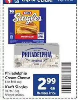 Safeway Philadelphia Cream Cheese / Kraft Singles offer
