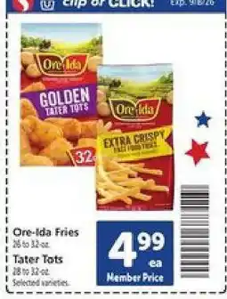 Safeway Ore-Ida Fries or Tater Tots offer