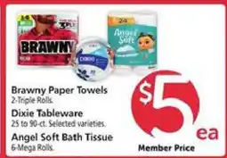 Safeway Brawny Paper Towels, Dixie Tableware, Angel Soft Bath Tissue offer