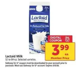 Safeway Lactaid Milk offer