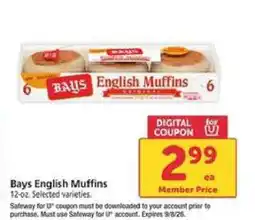 Safeway Bays English Muffins offer