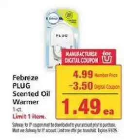 Safeway Febreze PLUG Scented Oil Warmer offer