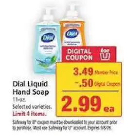 Safeway Dial Liquid Hand Soap offer