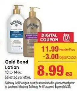 Safeway Gold Bond Lotion offer