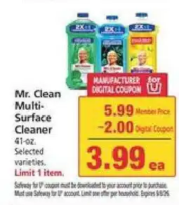 Safeway Mr. Clean Multi-Surface Cleaner offer