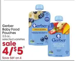 Giant Eagle GERBER BABY FOOD POUCHES offer
