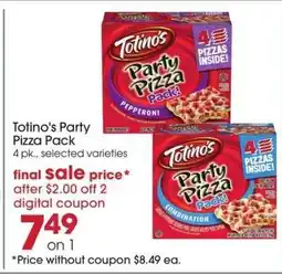 Giant Eagle Totino's Party Pizza Pack offer