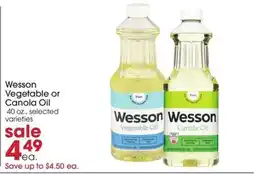 Giant Eagle Wesson Vegetable or Canola Oil offer