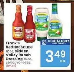 Albertsons Frank's RedHot Sauce / Hidden Valley Ranch Dressing offer