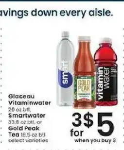 Albertsons Glaceau Vitaminwater, Smartwater, Gold Peak Tea offer