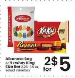 Albertsons Albanese Bag or Hershey King Size Bar offer