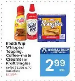 Albertsons Reddi Wip Whipped Topping, Coffee-mate Creamer or Kraft Singles offer