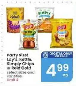 Albertsons Party Size! Lay’s, Kettle, Simply Chips or Rold Gold offer