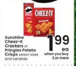 Albertsons Sunshine Cheez-It Crackers or Pringles Potato Crisps offer