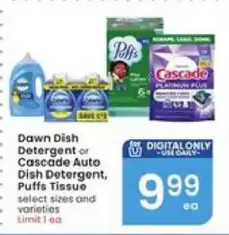 Albertsons Dawn Dish Detergent or Cascade Auto Dish Detergent, Puffs Tissue offer