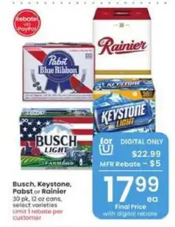 Albertsons Busch, Keystone, Pabst or Rainier offer
