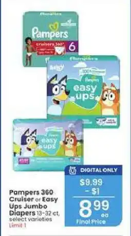 Albertsons Pampers 360° Cruiser or Easy Ups Jumbo Diapers offer