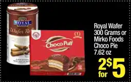 Super King Markets Royal Wafer 300 Grams or Mirko Foods Choco Pie 7.62 oz offer