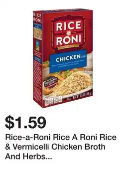 Wegmans Rice-a-Roni Rice A Roni Rice & Vermicelli Chicken Broth And Herbs Flavor 6.9 Oz offer