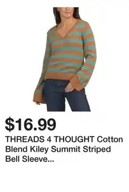 Marshalls THREADS 4 THOUGHT Cotton Blend Kiley Summit Striped Bell Sleeve Sweater offer