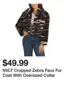 Marshalls NVLT Cropped Zebra Faux Fur Coat With Oversized Collar offer