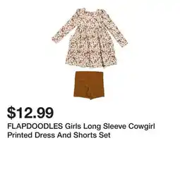 Marshalls FLAPDOODLES Girls Long Sleeve Cowgirl Printed Dress And Shorts Set offer