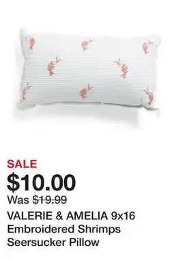 Marshalls VALERIE & AMELIA 9x16 Embroidered Shrimps Seersucker Pillow offer