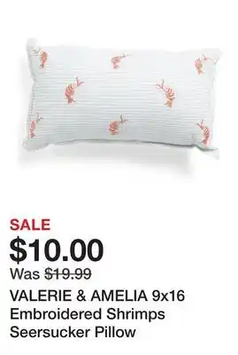 Marshalls VALERIE & AMELIA 9x16 Embroidered Shrimps Seersucker Pillow offer