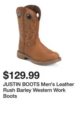 Marshalls JUSTIN BOOTS Men's Leather Rush Barley Western Work Boots offer